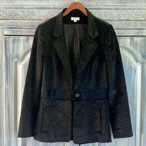 Black Women's Velvet Blazer Jacket - Classic Single-Button